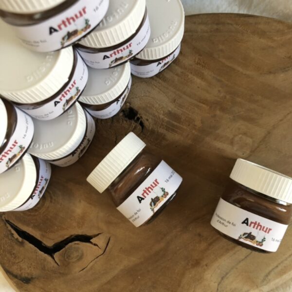 Mini pot de Nutella personnalisé pour mariage et baptême