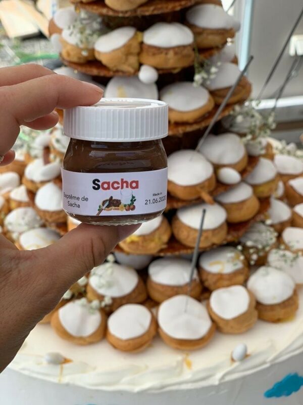 Mini pot de Nutella personnalisé pour mariage et baptême