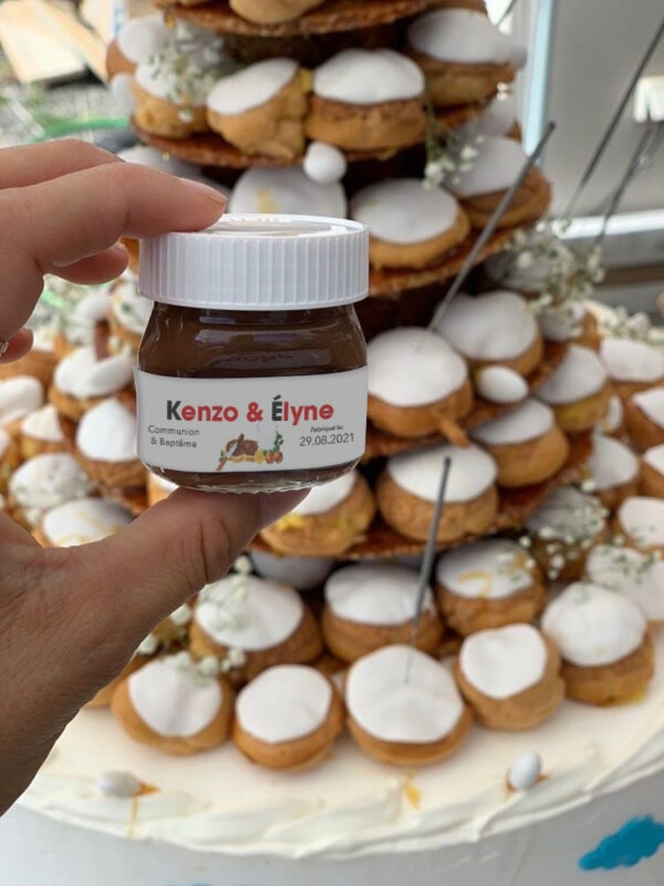 Mini pot de Nutella personnalisé pour mariage et baptême